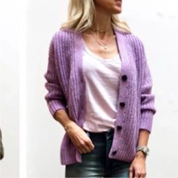 Anthropologie Alpaca Sweater velvet by graham spencer Abbott cardigan XS NEW - Picture 3 of 14